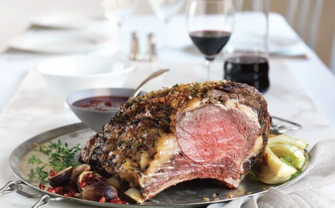 Beef Rib Roast with Red Wine Cherry Sauce